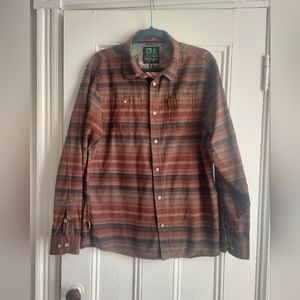 Men's Striped Cotton Hippytree Button Down Shirt Size Large